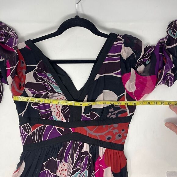 Anthropologie Let Me Be Multicolor Lined V-Neck Floral Midi Dress Size Small - Picture 11 of 13